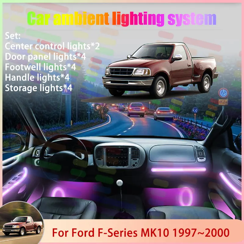 Для Ford F-Series MK10 1997 ~ 2000 1998 Lobo PN-96 2/18 в 1 автомобильный атмосферный светильник RGB абажур ансамбль стример атмосферный набор
Для Ford F-Series MK10 1997 ~ 2000 1998 Lobo PN-96 2/18 в 1 автомобильный атмосферный светильник RGB абажур ансамбль стример атмосферный набор