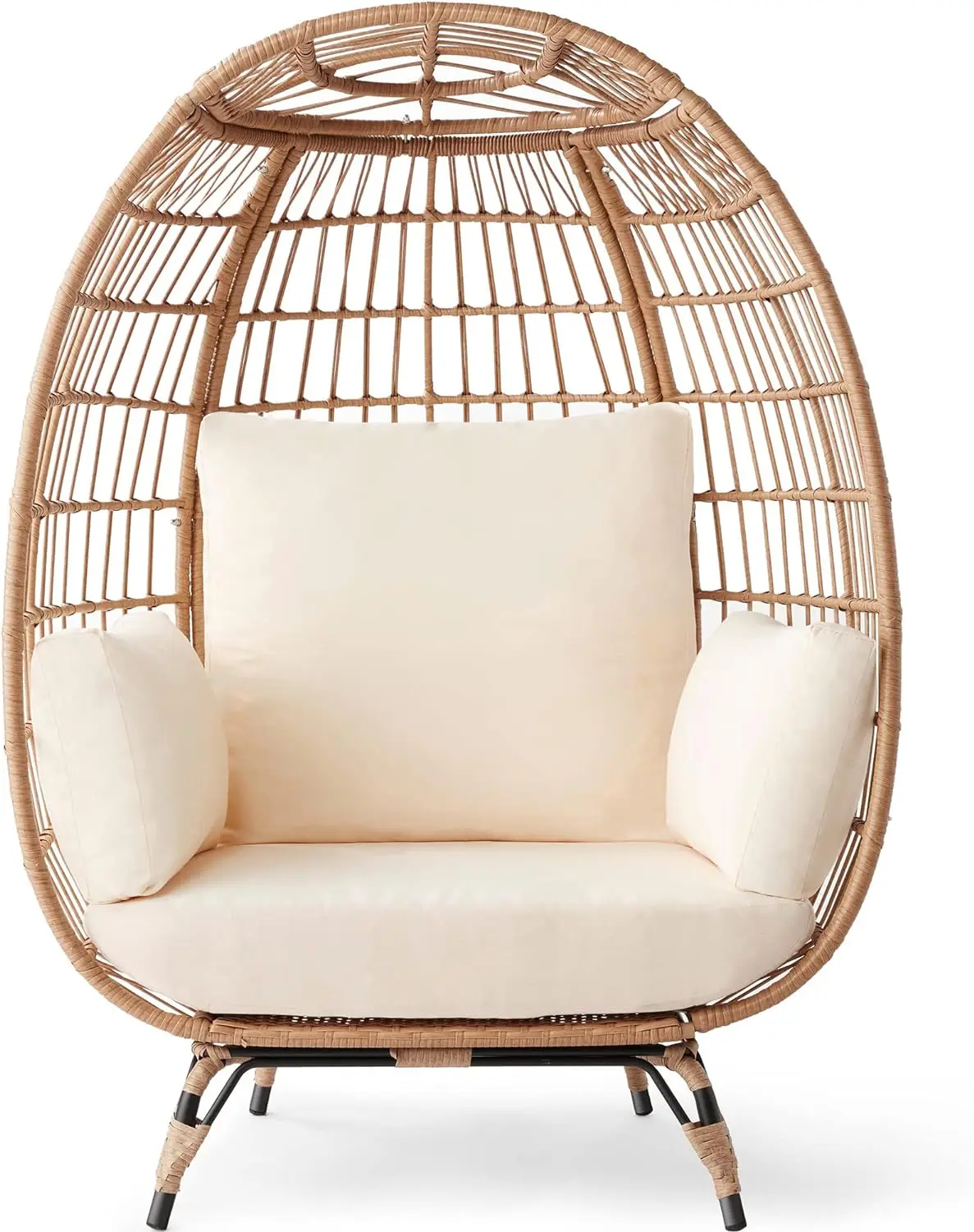 Wicker Egg Chair, Oversized Indoor Outdoor Lounger for Patio, Backyard, Living Room w/ 4 Cushions, Steel Frame
Wicker Egg Chair, Oversized Indoor Outdoor Lounger for Patio, Backyard, Living Room w/ 4 Cushions, Steel Frame