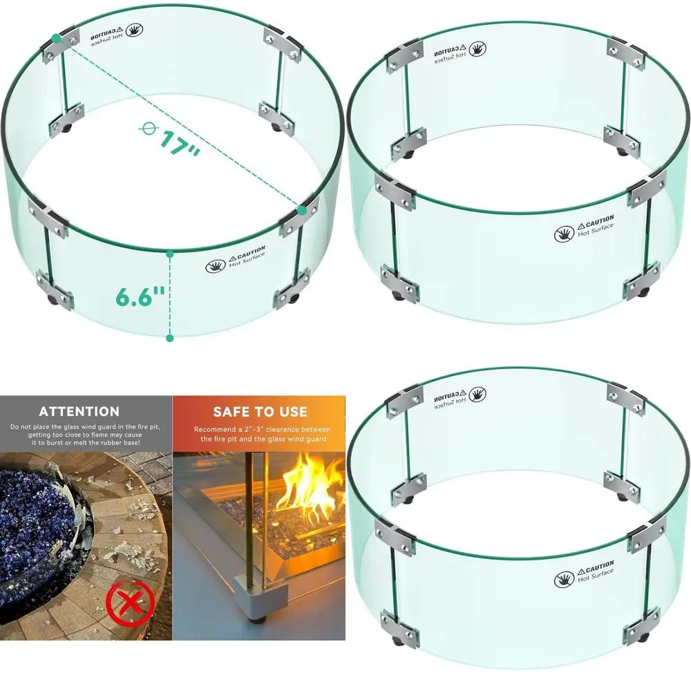 17-дюймовая ветрозащита из прозрачного закаленного стекла для уличных пожарных ямов - пламенный щиток для столов с пропаном/натуральным газом
17-дюймовая ветрозащита из прозрачного закаленного стекла для уличных пожарных ямов - пламенный щиток для столов с пропаном/натуральным газом