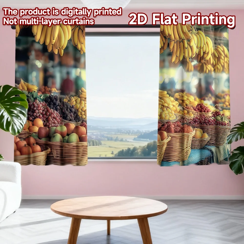 2D flat printing 2pcs Curtain Colorful Fruit Market Display Digital Printed Polyester Drapes Festive Curtains for Room bedroom
2D flat printing 2pcs Curtain Colorful Fruit Market Display Digital Printed Polyester Drapes Festive Curtains for Room bedroom