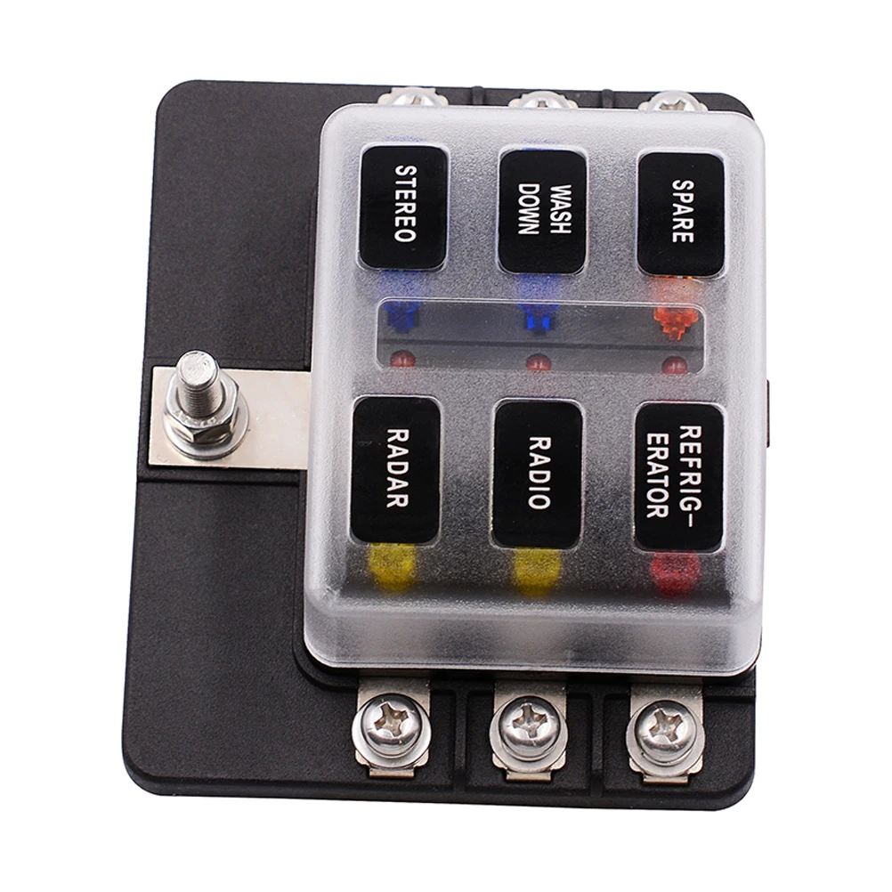 6 Way Box Holder 1 To 6 Output Red Led Indicator Rv Car Audio Fuse Block 12-32V Anti-Flame Screw Terminal 6-Terminal Fuse
6 Way Box Holder 1 To 6 Output Red Led Indicator Rv Car Audio Fuse Block 12-32V Anti-Flame Screw Terminal 6-Terminal Fuse