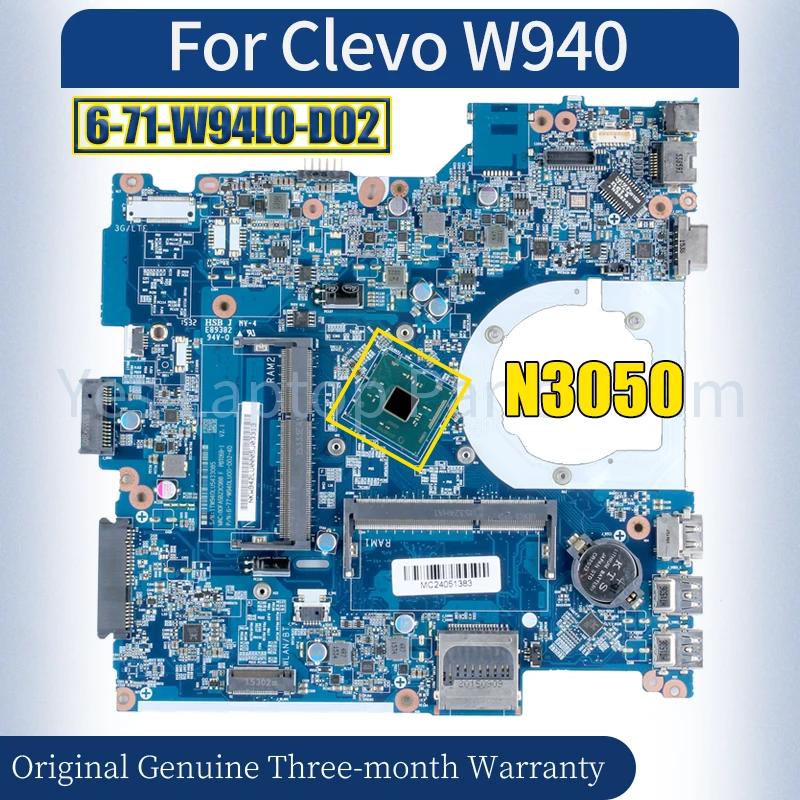 6-71-W94L0-D02 For Clevo W940 Laptop Mainboard 6-77-W940LU00-D02-4D SR29H N3050 Notebook Motherboard 100% Tested
6-71-W94L0-D02 For Clevo W940 Laptop Mainboard 6-77-W940LU00-D02-4D SR29H N3050 Notebook Motherboard 100% Tested