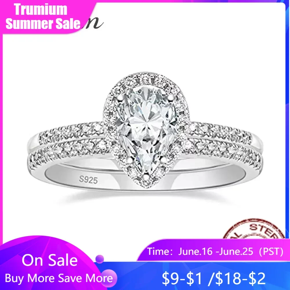 Trumium 1.5CT 925 Sterling Silver Wedding Band Teardrop Bridal Rings Sets Cubic Zirconia Fine Jewelry Promise Women Rings
Trumium 1.5CT 925 Sterling Silver Wedding Band Teardrop Bridal Rings Sets Cubic Zirconia Fine Jewelry Promise Women Rings