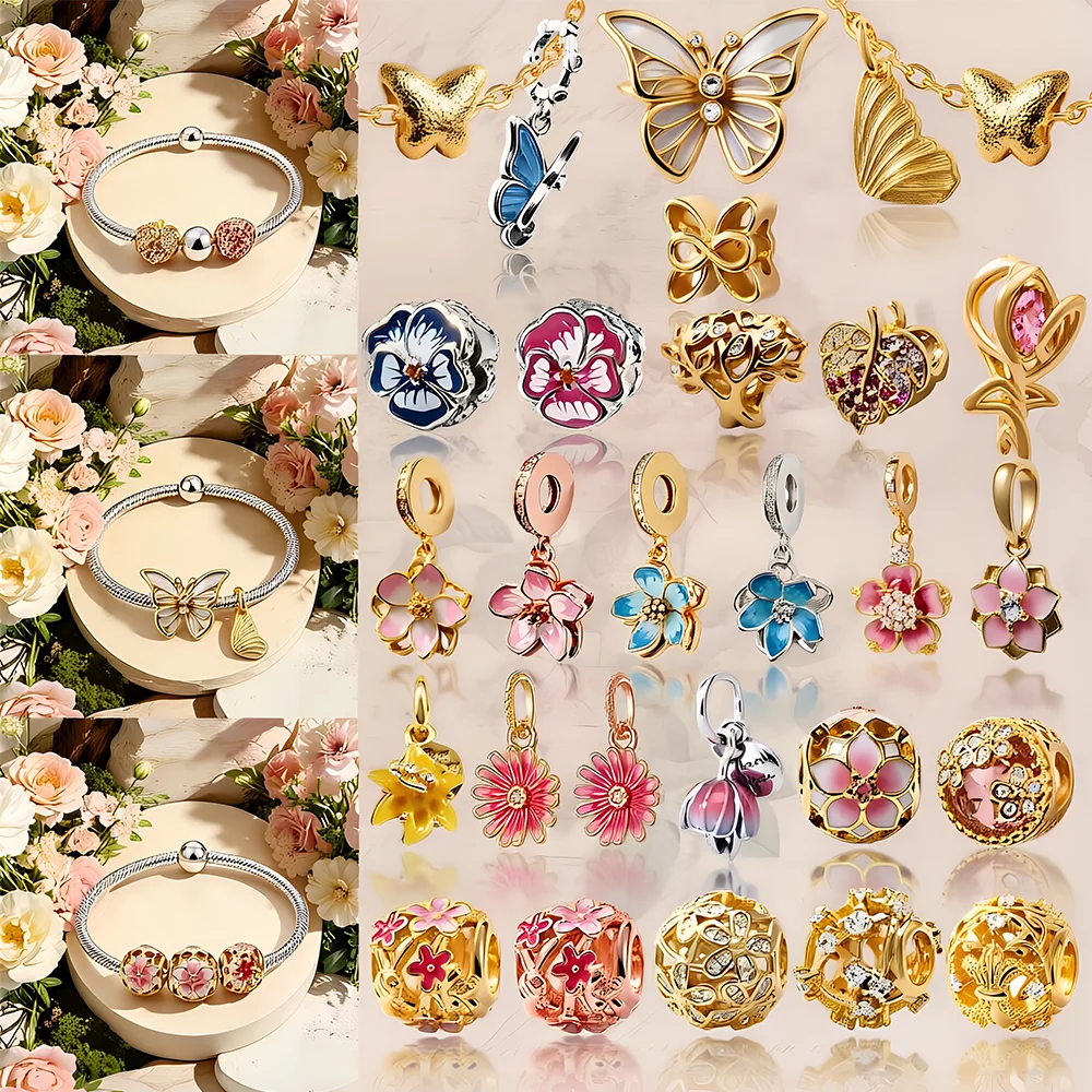 DIY Golden Butterfly & Flower Charm Bead Colorful Floral Bead Fit Snake Chain Bracelet Accessories For Women Jewelry Making Gift
DIY Golden Butterfly & Flower Charm Bead Colorful Floral Bead Fit Snake Chain Bracelet Accessories For Women Jewelry Making Gift