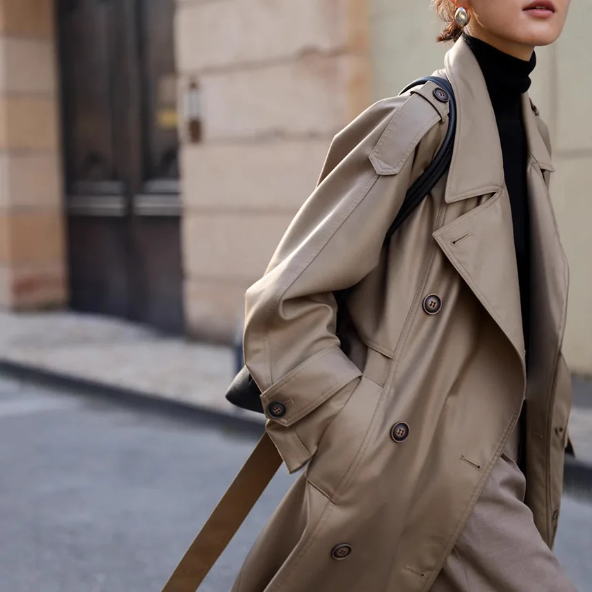 Women's Trench, Mid Length, Autumn And Winter Outerwear, twill, 3D silhouette, Lapel, Straight Tube Type, Trench Coat
Women's Trench, Mid Length, Autumn And Winter Outerwear, twill, 3D silhouette, Lapel, Straight Tube Type, Trench Coat