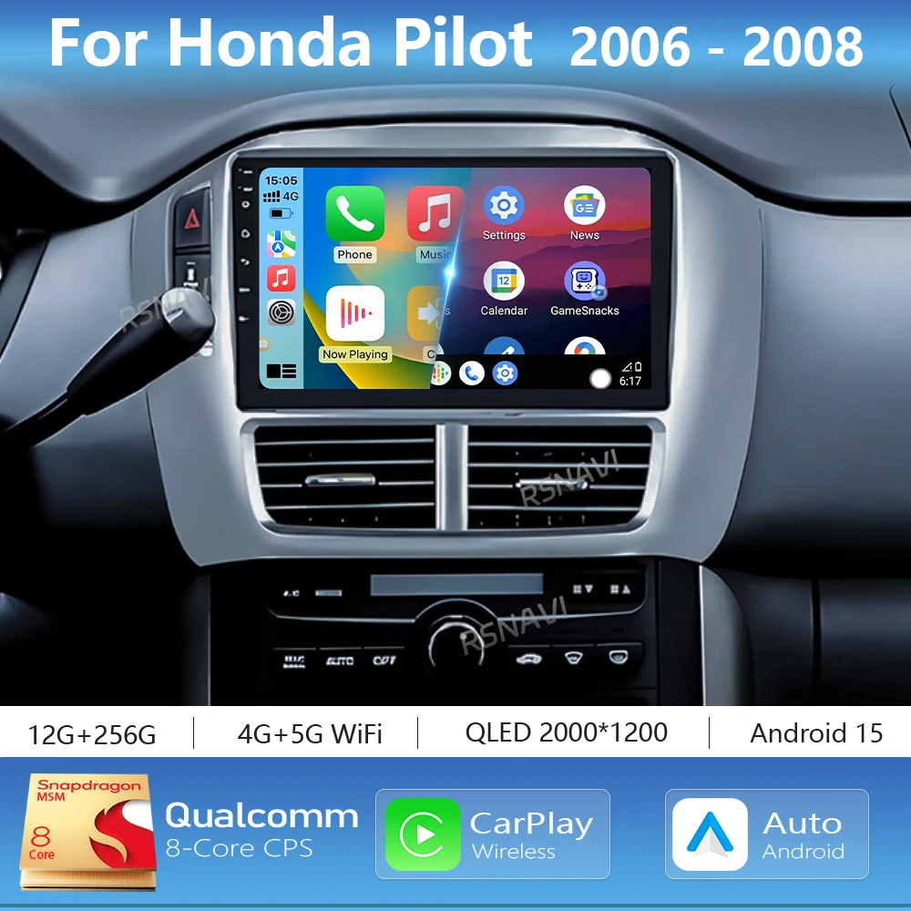 Android 16 Carplay Auto WIFI+4G Car Multimedia Radio Player For Honda Pilot 2006 2007 2008 DSP Autoradio Stereo 2Din Head Unit
Android 16 Carplay Auto WIFI+4G Car Multimedia Radio Player For Honda Pilot 2006 2007 2008 DSP Autoradio Stereo 2Din Head Unit
