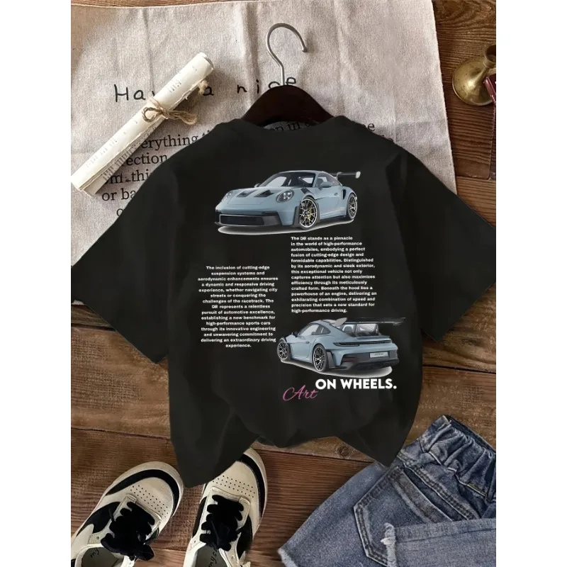 Women's Casual Graphic Tee - Black Car Print with "On Wheels" Text Crew Neck All Season Comfort Fit Women's T-Shirt Cloth Summer 
Women's Casual Graphic Tee - Black Car Print with "On Wheels" Text Crew Neck All Season Comfort Fit Women's T-Shirt Cloth Summer