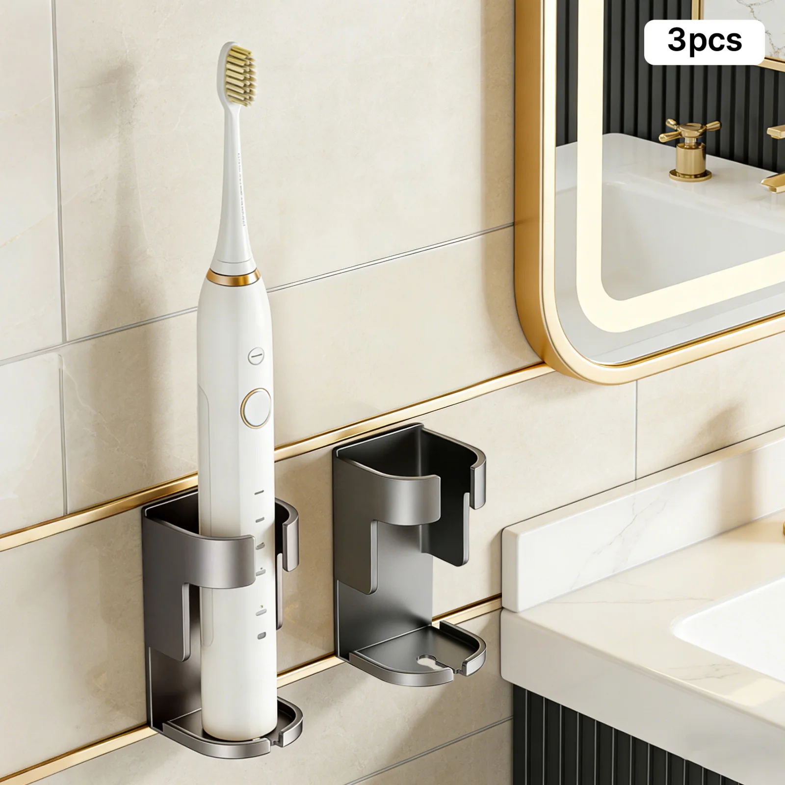 3pcs Gray Metal 4.4x4.2x7cm Punch-free Electric Toothbrush Racks Wall-mounted Storage Racks
3pcs Gray Metal 4.4x4.2x7cm Punch-free Electric Toothbrush Racks Wall-mounted Storage Racks
