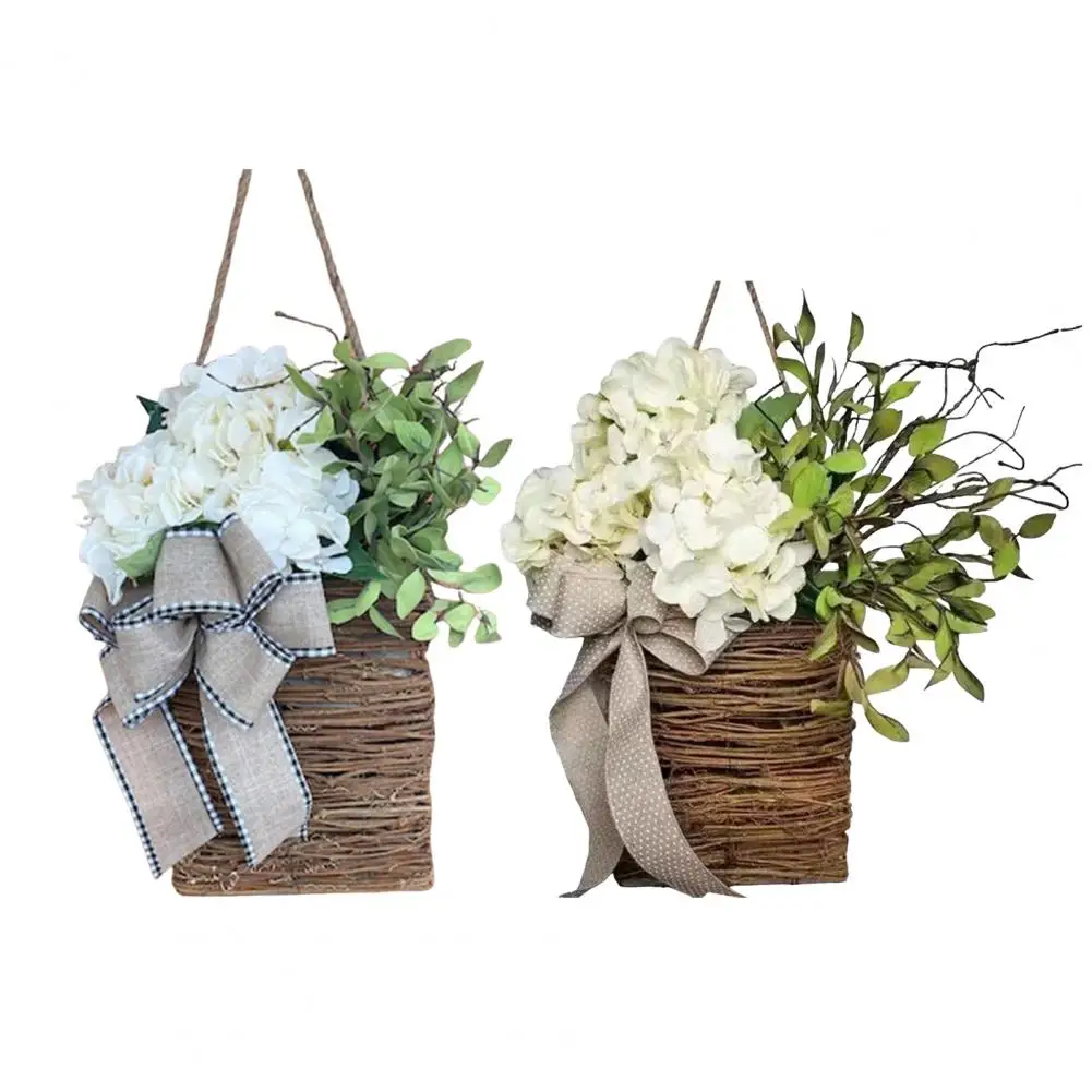 Faux Flower Basket Wreath Artificial Flower in Wicker Basket with Bow Front Door Hanging Flower Basket for Home Decor
Faux Flower Basket Wreath Artificial Flower in Wicker Basket with Bow Front Door Hanging Flower Basket for Home Decor