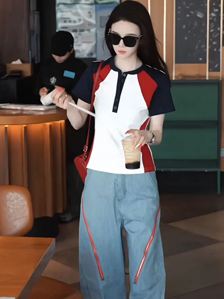 Summer Casual Slim Fit Short Sleeve T-Shirt And Straight Leg Pants Two Piece Set Unique Color Block Design Women's Fashion En...
Summer Casual Slim Fit Short Sleeve T-Shirt And Straight Leg Pants Two Piece Set Unique Color Block Design Women's Fashion En...