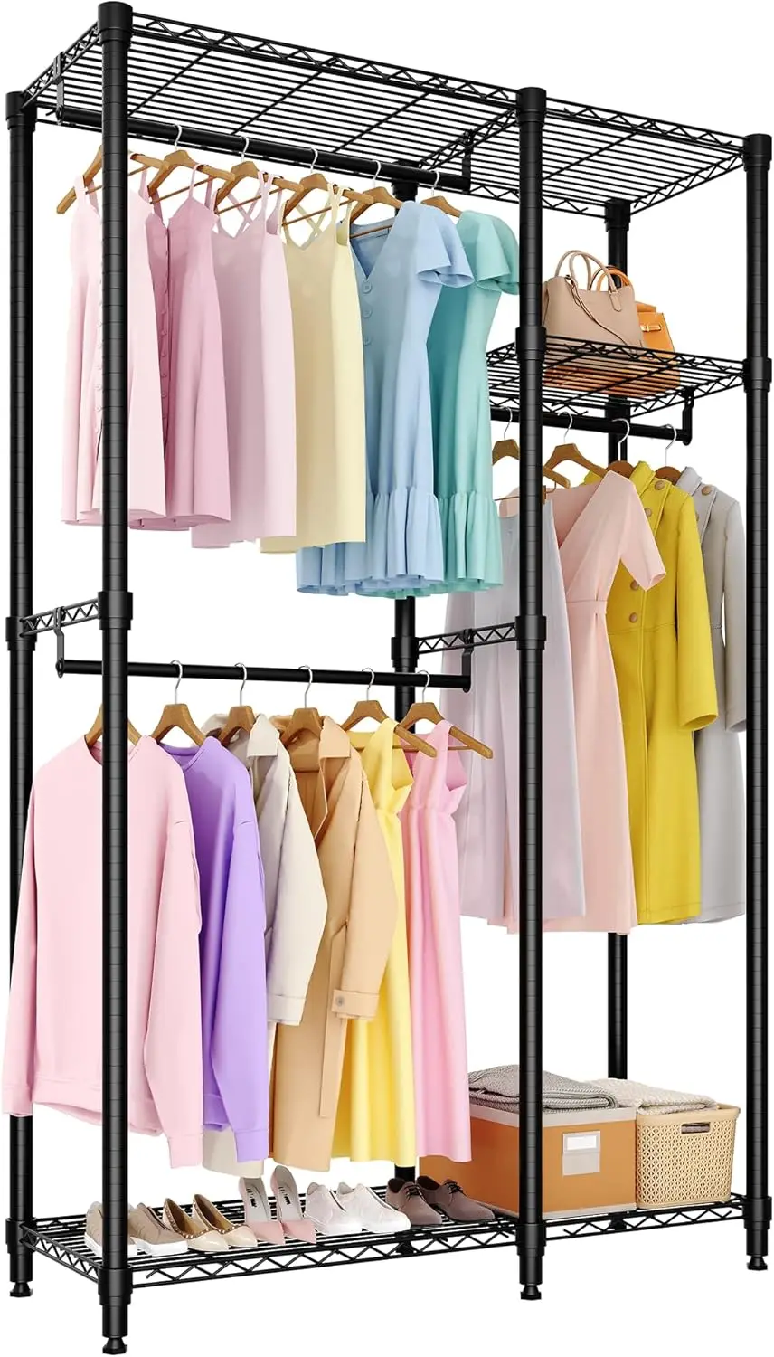 Heavy Duty Clothes Rack for Hanging Clothes, 76.5"H Large Freestanding Garment Rack Portable Closet Organizer and Storage wit
Heavy Duty Clothes Rack for Hanging Clothes, 76.5"H Large Freestanding Garment Rack Portable Closet Organizer and Storage wit