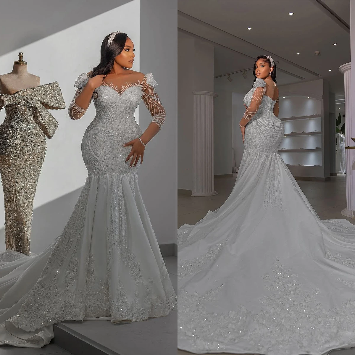 Charming Mermaid Wedding Dresses Sexy Sweetheart Beads Appliques Lace Bridal Sweep Train Backless Customized Robe De Mariée
Charming Mermaid Wedding Dresses Sexy Sweetheart Beads Appliques Lace Bridal Sweep Train Backless Customized Robe De Mariée