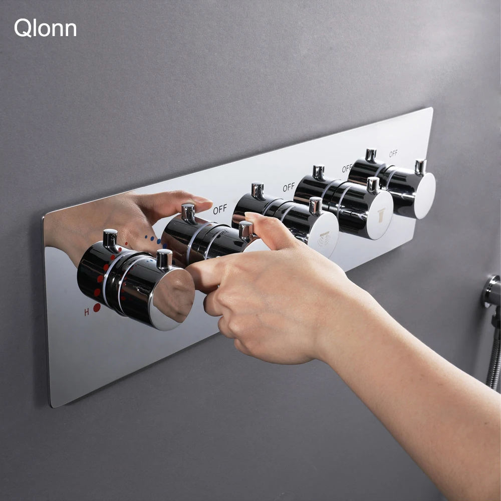 Qlonn Thermostatic Shower Controller For Shower System Bathroom Faucet Wall Mounted Bath Shower Concealed Mixer Valve Brass Taps
Qlonn Thermostatic Shower Controller For Shower System Bathroom Faucet Wall Mounted Bath Shower Concealed Mixer Valve Brass Taps