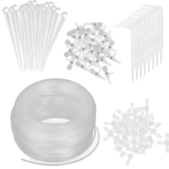 투명 1/4 인치 벤드 화살표 드리퍼 조절 마이크로 드립 관개 키트, 정원 물 커넥터, 4mm, 7mm 호스 드리퍼, 온실