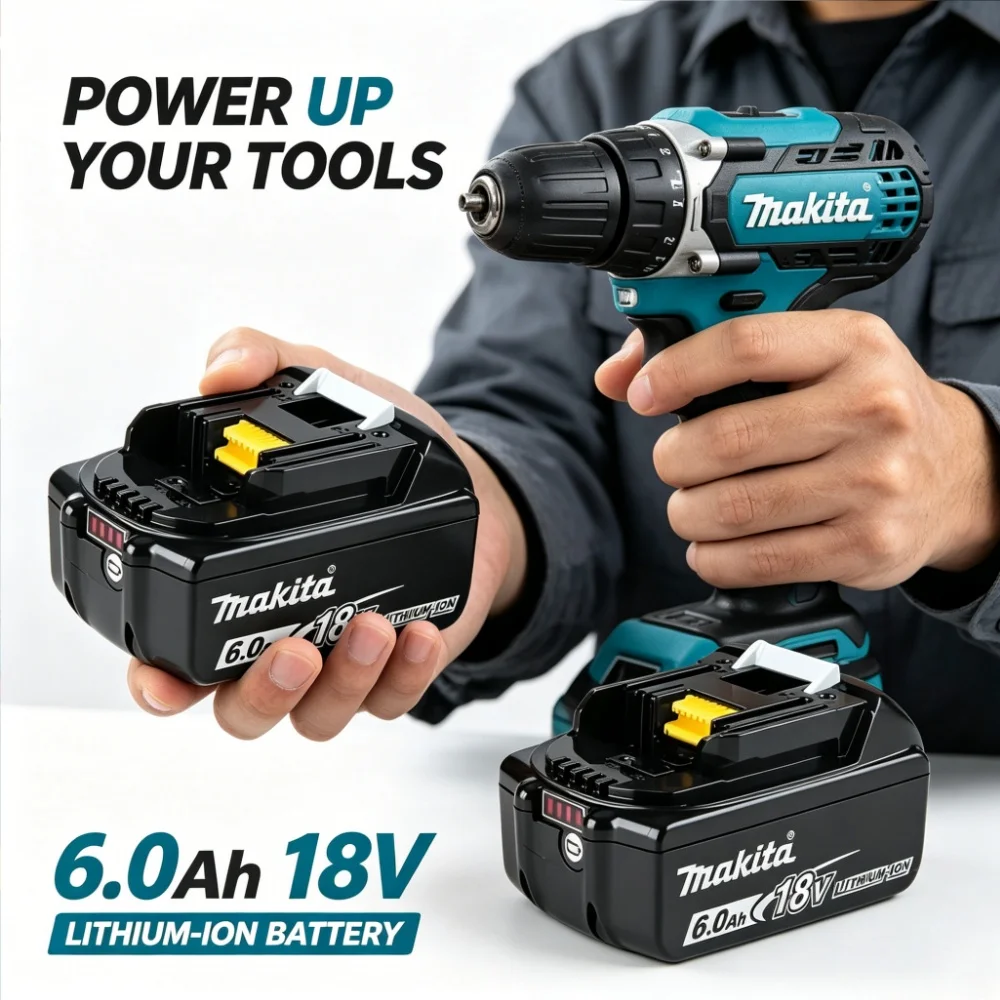 Makita Genuine 18V 6Ah Lithium Battery BL18 Series High-Quality Replacement for BL1840 BL1830B BL1850B BL1850 BL1860 BL1815
Makita Genuine 18V 6Ah Lithium Battery BL18 Series High-Quality Replacement for BL1840 BL1830B BL1850B BL1850 BL1860 BL1815