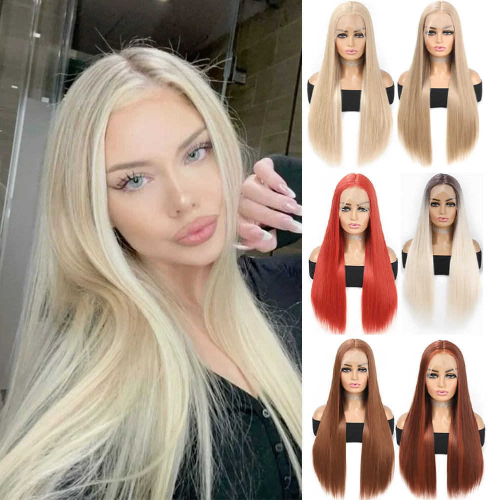 13×4 Transparent Lace Fron Wig Long Straight Brown Synthetic Wig for Women Natural Hairline Heat Resistant wigs
13×4 Transparent Lace Fron Wig Long Straight Brown Synthetic Wig for Women Natural Hairline Heat Resistant wigs