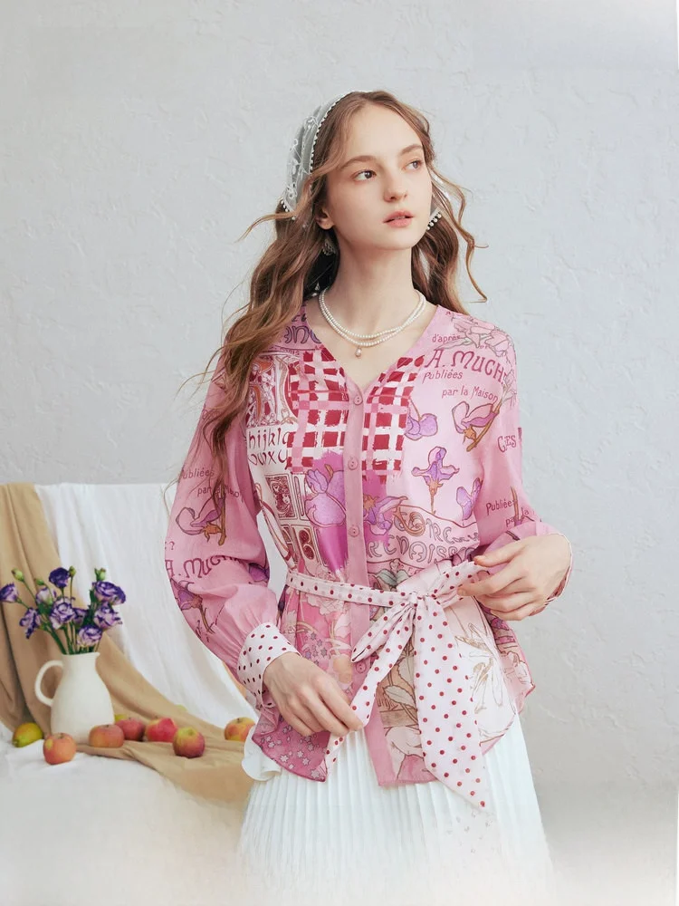 Retro Sle Long Sve Printed irt Women's Two-Piece Set Theatre Rose Spring 2026 V-Ne Tie-Detail Polyester Fiber
Retro Sle Long Sve Printed irt Women's Two-Piece Set Theatre Rose Spring 2026 V-Ne Tie-Detail Polyester Fiber