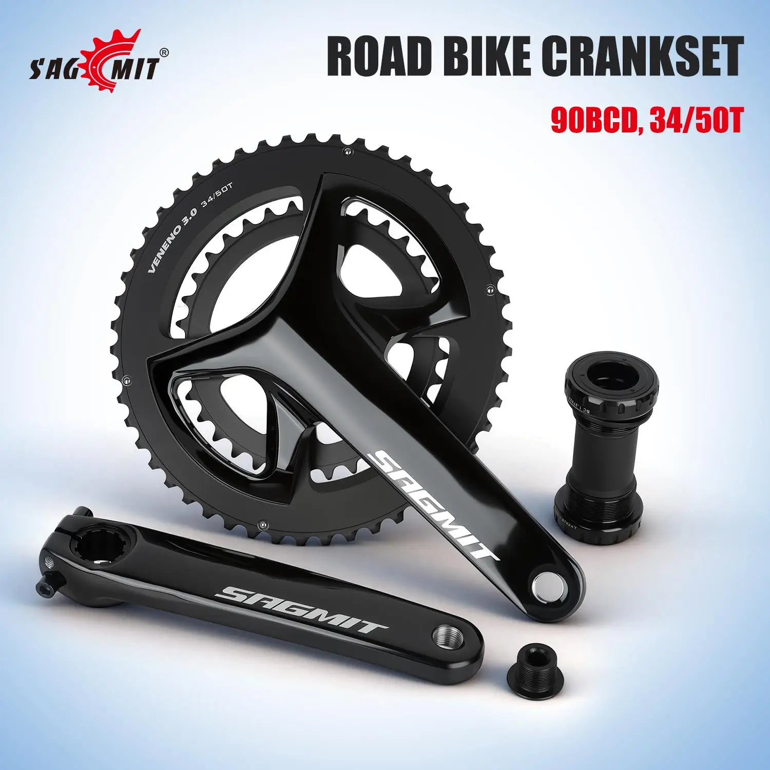 SAGMIT Road Bicycle Crankset Compatible 11-Speed / 12-Speed Bottom Bracket Included Chainring Thickness 2 mm Aluminum Alloy
SAGMIT Road Bicycle Crankset Compatible 11-Speed / 12-Speed Bottom Bracket Included Chainring Thickness 2 mm Aluminum Alloy