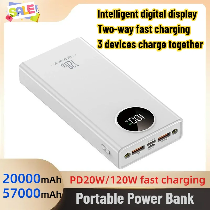 120W 57000mah Power Bank Super Fast Charging For Iphone Xiaomi Samsung Ultralarge Capacity For Mobile Power External Battery
120W 57000mah Power Bank Super Fast Charging For Iphone Xiaomi Samsung Ultralarge Capacity For Mobile Power External Battery