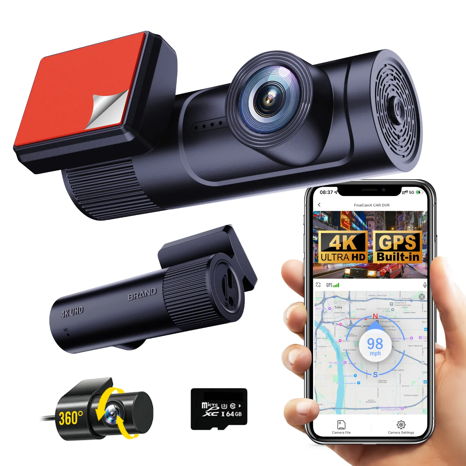 4K HD Car Dash Cam Front and Rear Dual Lens Drive Recorder Built-in GPS WiFi Enhanced Night Vision Easy Installation Car DVR
4K HD Car Dash Cam Front and Rear Dual Lens Drive Recorder Built-in GPS WiFi Enhanced Night Vision Easy Installation Car DVR