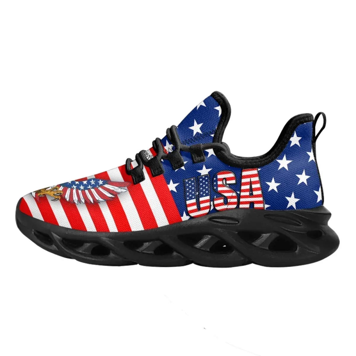 Summer Lace-up Air Cushion Sneakers American Eagle USA Flag Print Mesh Running Shoes for Womens Mens Round Toe Flats
Summer Lace-up Air Cushion Sneakers American Eagle USA Flag Print Mesh Running Shoes for Womens Mens Round Toe Flats