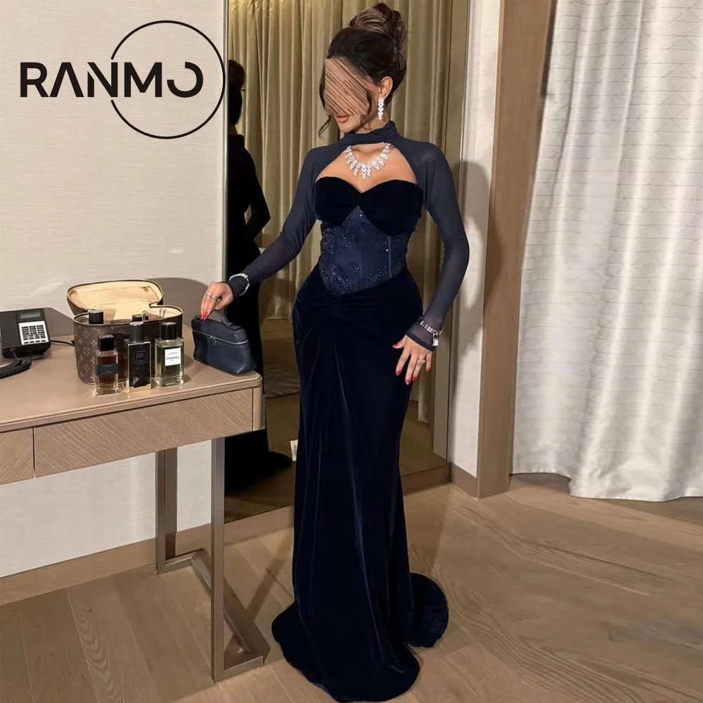 Ranmo Exquisite A-line Mermaid Evening Dress 2026 Velvet Navy Blue فساتين سهرات Floor-Length Customized Prom Dress
Ranmo Exquisite A-line Mermaid Evening Dress 2026 Velvet Navy Blue فساتين سهرات Floor-Length Customized Prom Dress