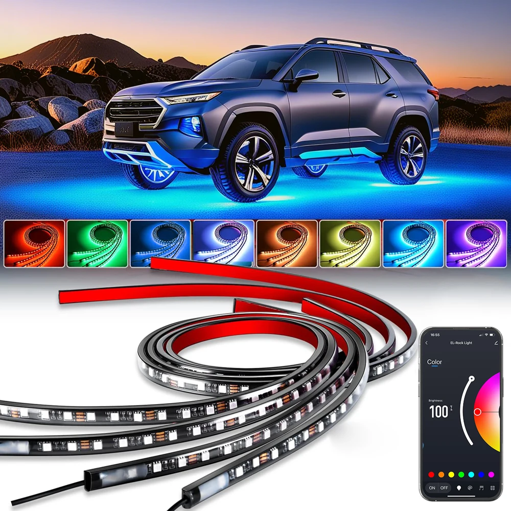 RGB светодиодные неоновые подсветки для автомобилей - освещение днища автомобиля, авто музыка, пульт дистанционного управления, авто украшение, нижние неоновые огни
RGB светодиодные неоновые подсветки для автомобилей - освещение днища автомобиля, авто музыка, пульт дистанционного управления, авто украшение, нижние неоновые огни