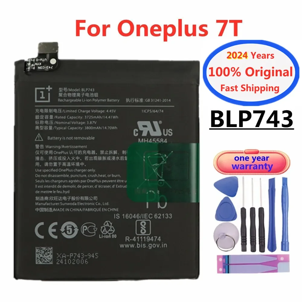 2024 Years 1+ Original Phone Battery BLP743 For OnePlus 7T One Plus 7T 3800mAh Phone Batteries Battery In Stock Fast Shipping
2024 Years 1+ Original Phone Battery BLP743 For OnePlus 7T One Plus 7T 3800mAh Phone Batteries Battery In Stock Fast Shipping