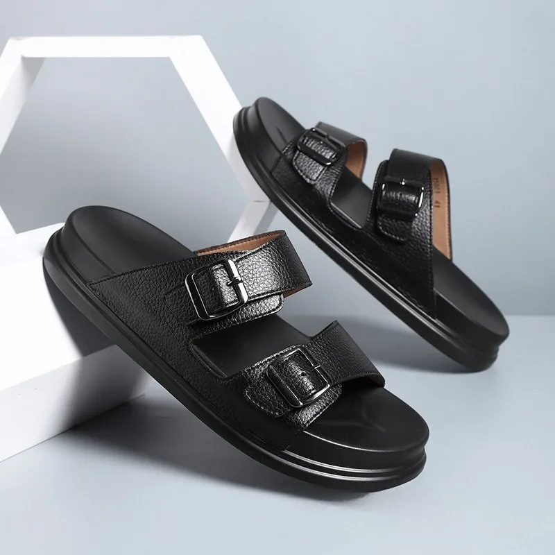 Summer Men's Slippers High Quality Cow Leather Sandals Outdoor Non Slip Platform Sandals Comfort Casual Slippers for Men Slides
Summer Men's Slippers High Quality Cow Leather Sandals Outdoor Non Slip Platform Sandals Comfort Casual Slippers for Men Slides