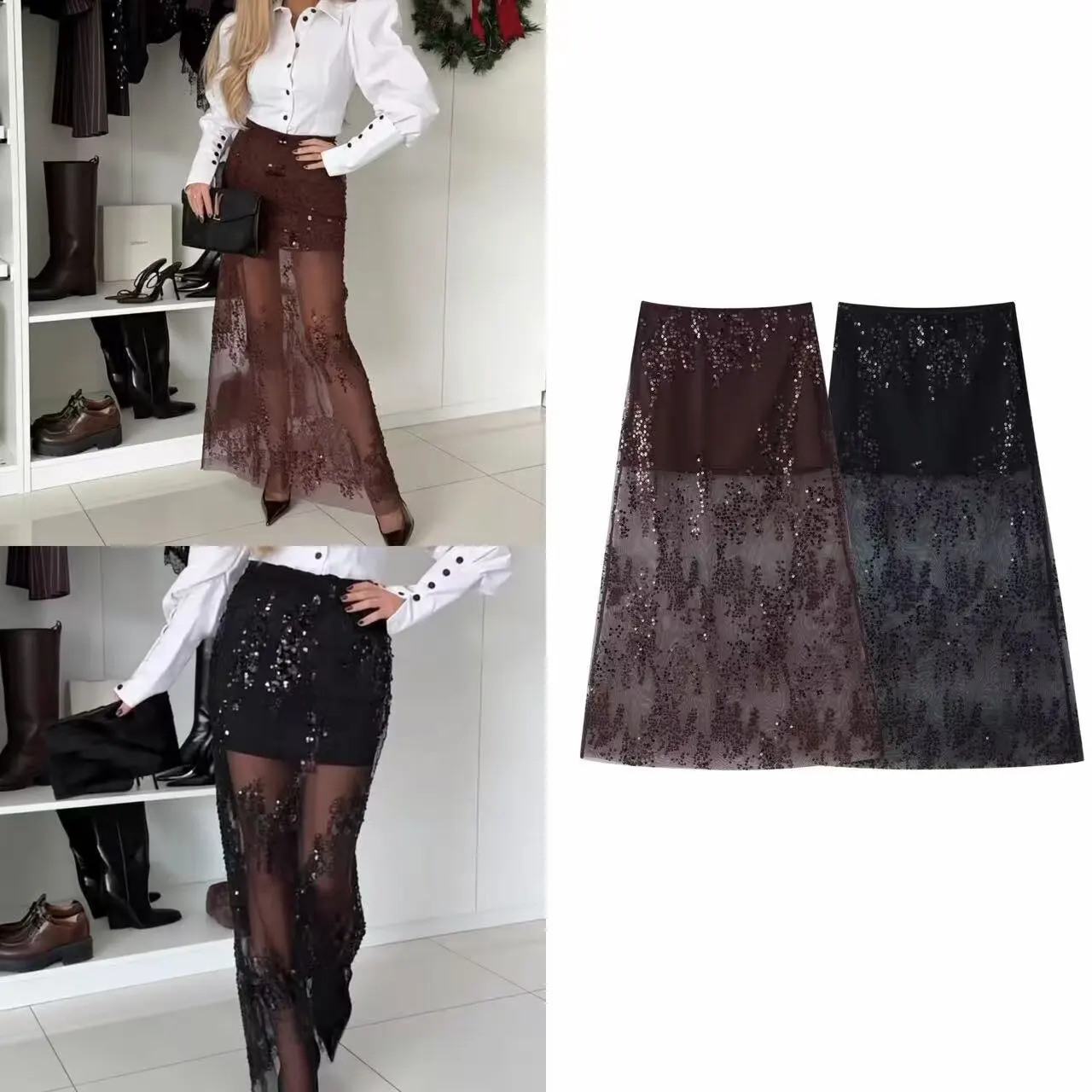 Women's Fashion Two-Color Embroidered Sequin High-Waisted Skirt EY67
Women's Fashion Two-Color Embroidered Sequin High-Waisted Skirt EY67