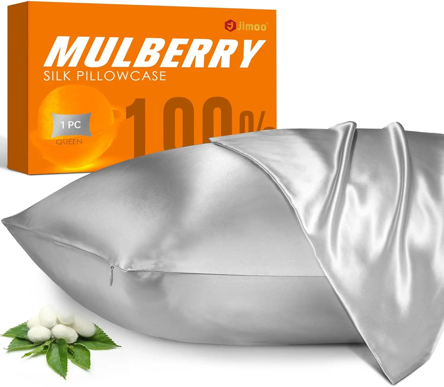 22 Momme 100% Mulberry Silk Pillowcase, Both Sided with Zipper, Silver Grey, Standard 20x26, 1 Pack
22 Momme 100% Mulberry Silk Pillowcase, Both Sided with Zipper, Silver Grey, Standard 20x26, 1 Pack