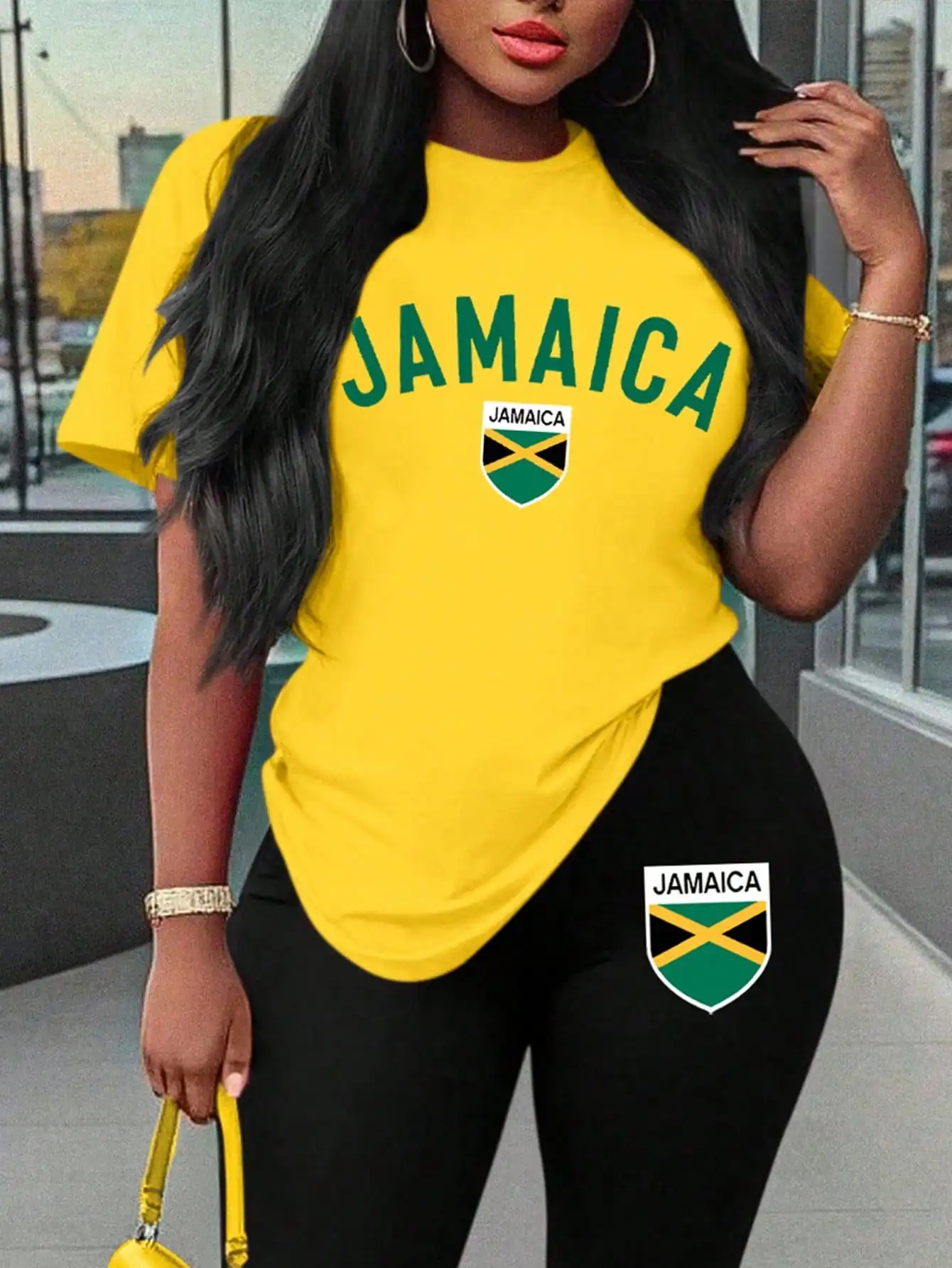 Jamaica Print Women 2pcs Set Short Sleeve T-Shirt And Leggings Casual Sportswear
Jamaica Print Women 2pcs Set Short Sleeve T-Shirt And Leggings Casual Sportswear