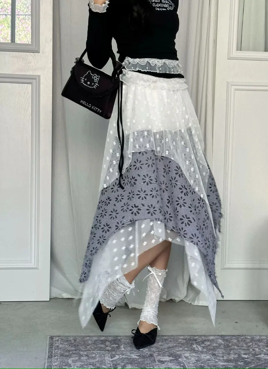 Women's Lace Mesh Casual Skirt French Y2K Fashion High Street 2000s Style Irregular Office College Retro Skirt Clothing 2025 New
Women's Lace Mesh Casual Skirt French Y2K Fashion High Street 2000s Style Irregular Office College Retro Skirt Clothing 2025 New