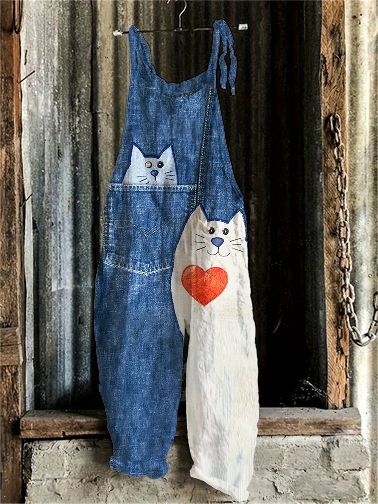 Pet Cat Love Print Women's Halter Jumpsuit Outdoor Resort Casual Women's Halter Pants S-5XL Spring Summer Jumpsuit Travelwear
Pet Cat Love Print Women's Halter Jumpsuit Outdoor Resort Casual Women's Halter Pants S-5XL Spring Summer Jumpsuit Travelwear