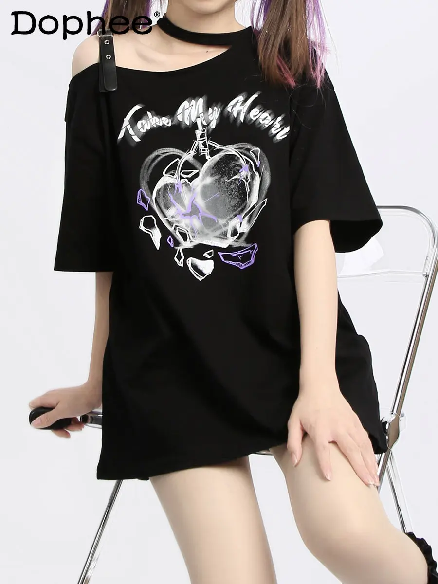 Hepburn Japanese Style Halterneck Suspenders Off-Shoulder Asymmetric T-shirt Top 2023 Summer New Cool Black Graphic T Shirt Top
Hepburn Japanese Style Halterneck Suspenders Off-Shoulder Asymmetric T-shirt Top 2023 Summer New Cool Black Graphic T Shirt Top