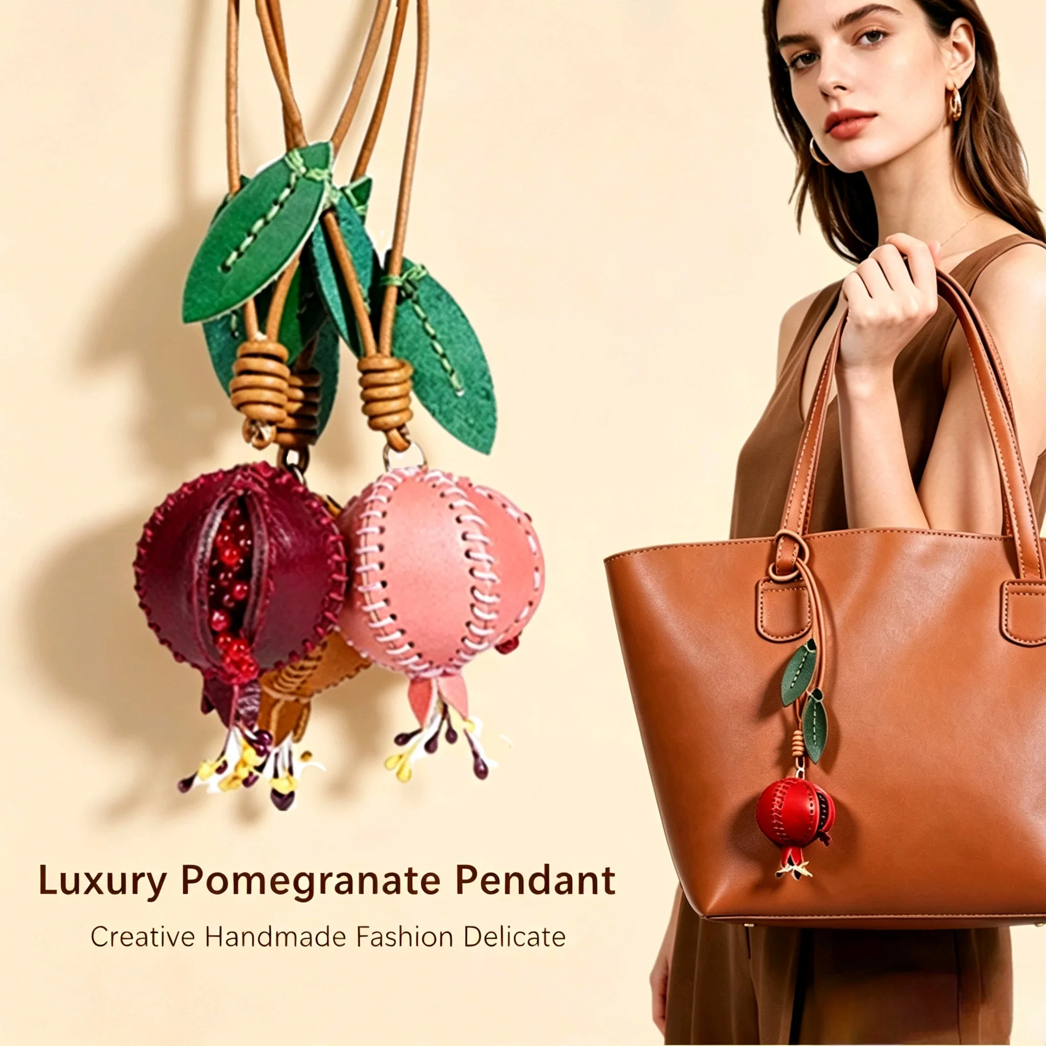 Genuine Leather Pomegranate Fruit Pendant Creative Handmade Fashion Delicate Handbag OrnamentCute Personalized Bag Accessories
Genuine Leather Pomegranate Fruit Pendant Creative Handmade Fashion Delicate Handbag OrnamentCute Personalized Bag Accessories