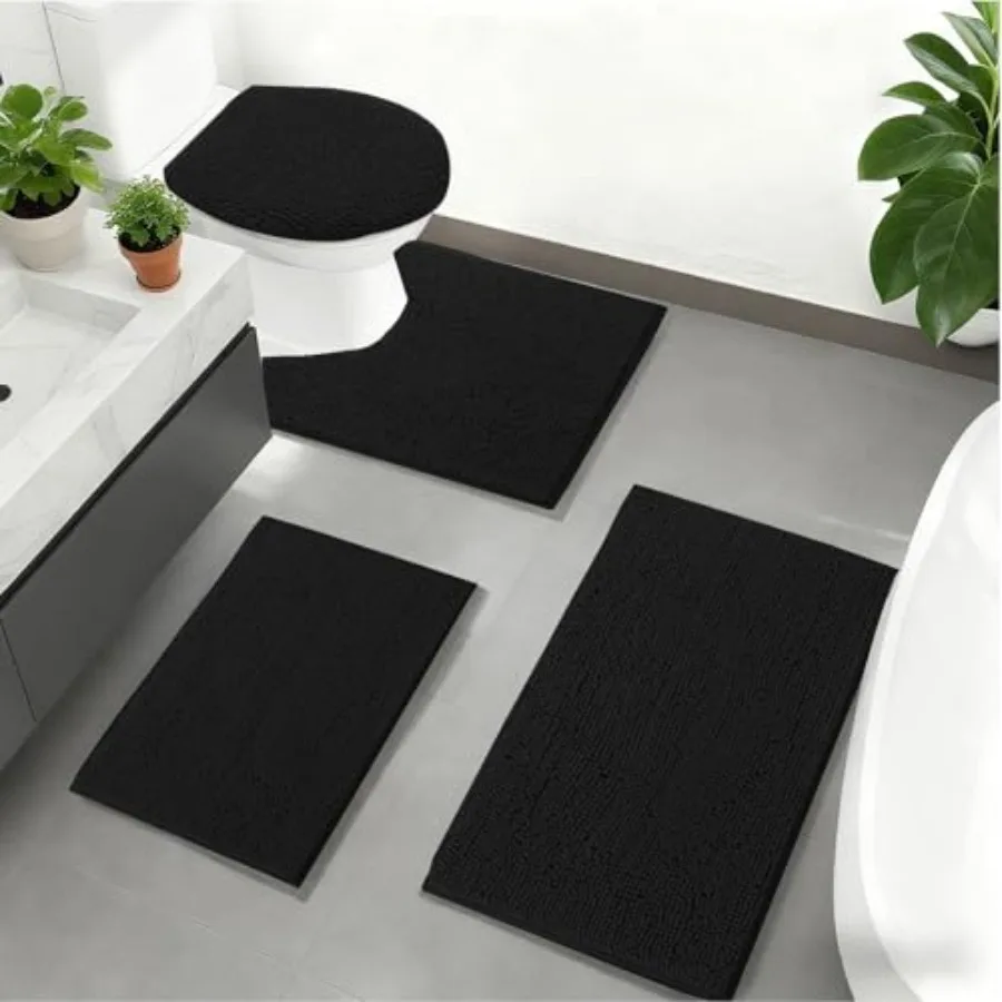 Bath Rug Set 4 Pcs - Non Slip Bath Mats, Soft Shaggy Absorbent Bathroom Mat Set with U-Shaped Toilet Mat
Bath Rug Set 4 Pcs - Non Slip Bath Mats, Soft Shaggy Absorbent Bathroom Mat Set with U-Shaped Toilet Mat