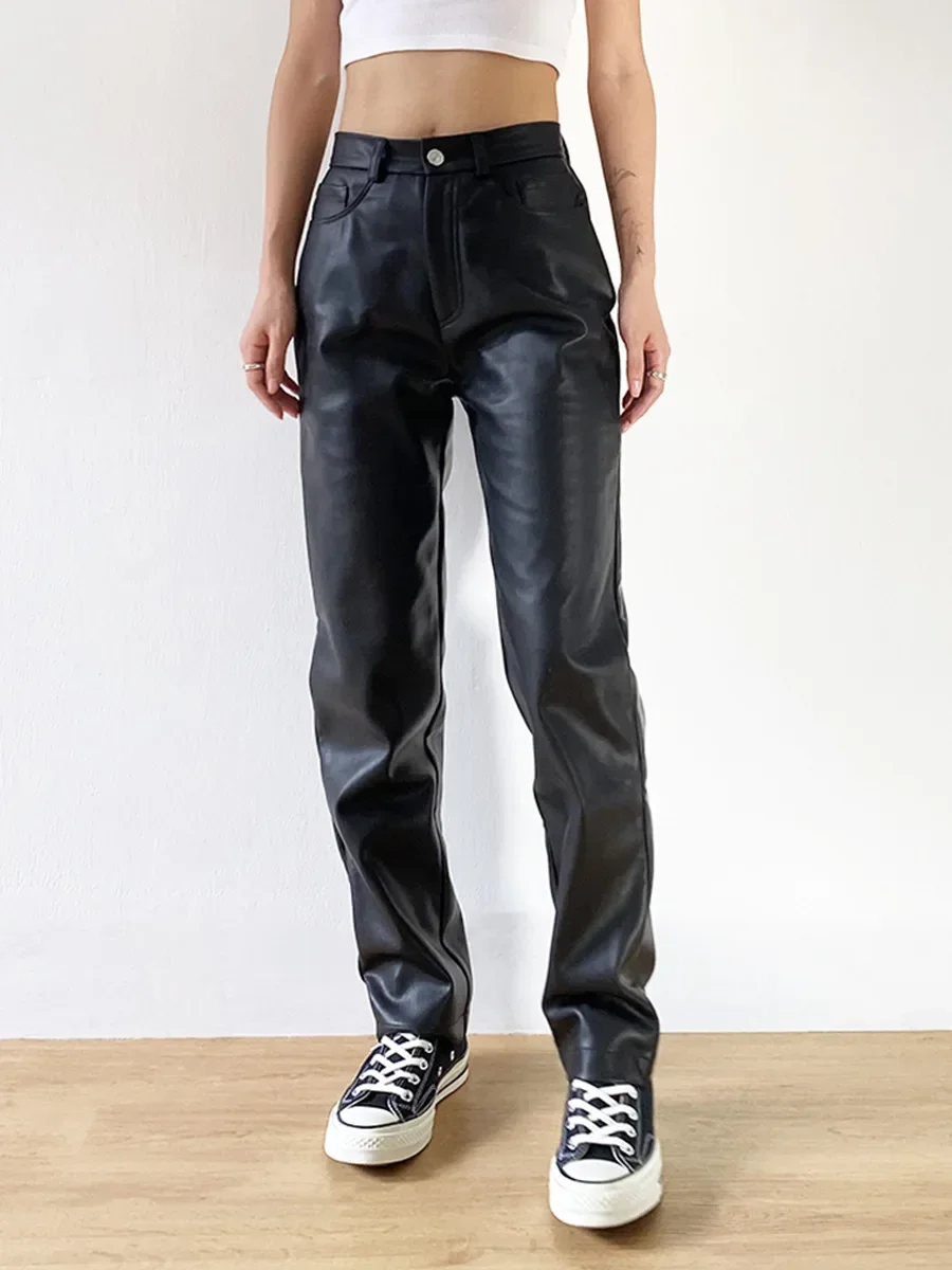 Women Cool Street High Waist Pants Girls Slim Fit Long Straight Faux Leather Hip Hop Pants Oversize Black PU Leather Streetwear
Women Cool Street High Waist Pants Girls Slim Fit Long Straight Faux Leather Hip Hop Pants Oversize Black PU Leather Streetwear