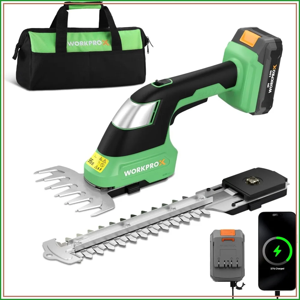 2-in-1 Cordless Grass Shear & Hedge Trimmer - Handheld Electric Trimmer with Tool Bag, Rechargeable Battery & Type-C Cable
2-in-1 Cordless Grass Shear & Hedge Trimmer - Handheld Electric Trimmer with Tool Bag, Rechargeable Battery & Type-C Cable