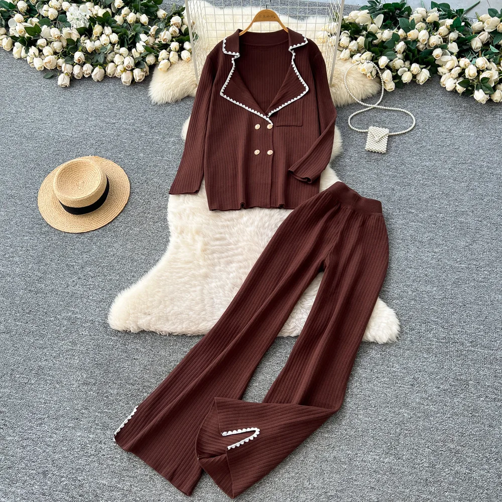 Pant Set Women Two Piece Sets Turn Down Collar Full Sleeve Coat Wide Leg Long Pants Elastic Waist Y2k Streetwear Autumn Winter
Pant Set Women Two Piece Sets Turn Down Collar Full Sleeve Coat Wide Leg Long Pants Elastic Waist Y2k Streetwear Autumn Winter