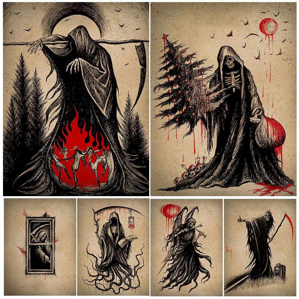 Sabbath Witches And Death, Vintage Art Poster And Print, Wandering Death Gothic Horror Art Poster And Print, Home Decor Unframed
Sabbath Witches And Death, Vintage Art Poster And Print, Wandering Death Gothic Horror Art Poster And Print, Home Decor Unframed