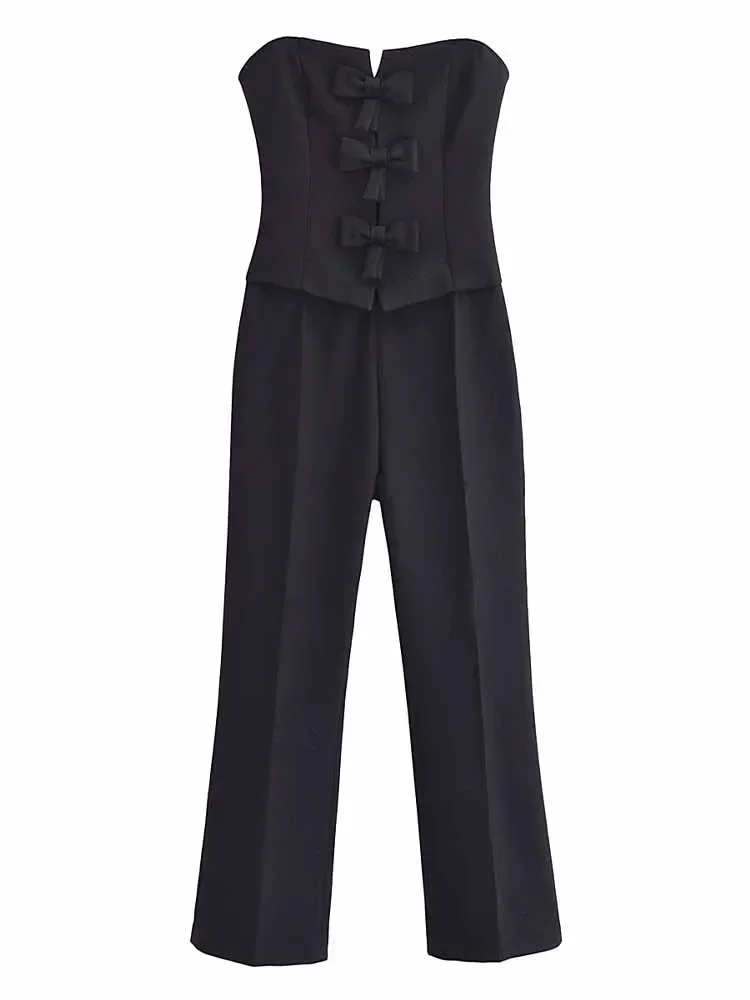 2024 Women's Unique Fashion Bow Decoration Slim Fit Open Back jumpsuit Retro Sleeveless Side Zipper Women's jumpsuit Mujer
2024 Women's Unique Fashion Bow Decoration Slim Fit Open Back jumpsuit Retro Sleeveless Side Zipper Women's jumpsuit Mujer