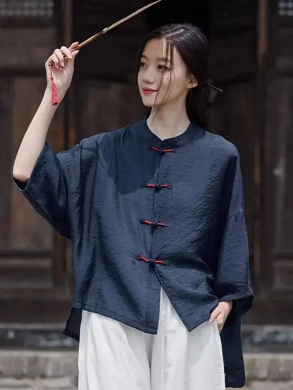Retro Style Women's Cotton Linen Shirt Thin Summer Sun Protection Air Conditioning Top Button up Loose Fit Seven Quarter Sleeve
Retro Style Women's Cotton Linen Shirt Thin Summer Sun Protection Air Conditioning Top Button up Loose Fit Seven Quarter Sleeve