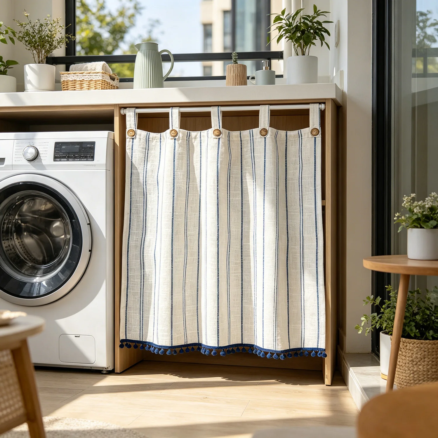 1PC Modern Blue Stripes Short Curtain for Kitchen Cabinet Window Drape With Buttons Decoration Tab Top
1PC Modern Blue Stripes Short Curtain for Kitchen Cabinet Window Drape With Buttons Decoration Tab Top