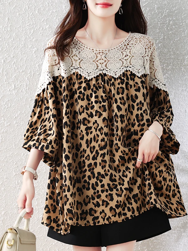 Casual Lace Splice Printed plus Size Shirt Summer New Style Fashion Slimming Loose Top for plus Size Women round Neck Long Sl...
Casual Lace Splice Printed plus Size Shirt Summer New Style Fashion Slimming Loose Top for plus Size Women round Neck Long Sl...
