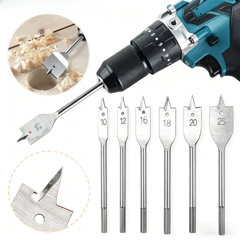 Silicone World 6pcs/Set Three Pointed Flat Drill Hexagonal Handle Woodworking Hole Opener Wooden Board Drilling Bit Tools Kit
Silicone World 6pcs/Set Three Pointed Flat Drill Hexagonal Handle Woodworking Hole Opener Wooden Board Drilling Bit Tools Kit