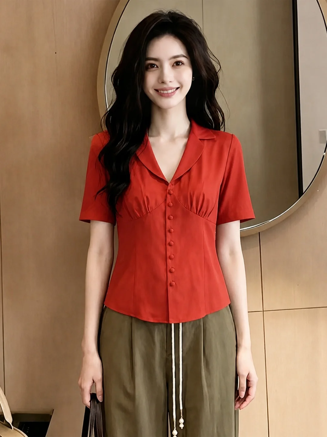 Summer Slim Fit Color Simple Short Sleeve Shirt Single Button High End White Enhancing Korean Style Top Pure Silk Women...
Summer Slim Fit Color Simple Short Sleeve Shirt Single Button High End White Enhancing Korean Style Top Pure Silk Women...