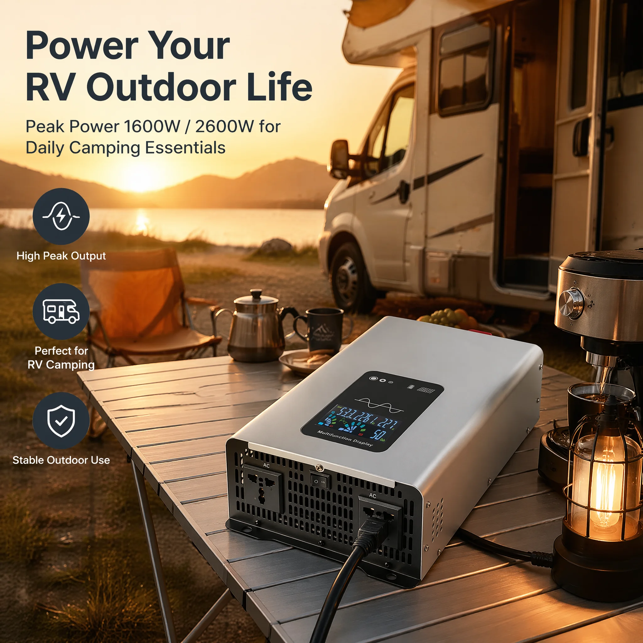 Pure Sine Wave Inverter 800W/1300W 12V to 110V Power Converter with LCD Display US Socket for Car RV Camping
Pure Sine Wave Inverter 800W/1300W 12V to 110V Power Converter with LCD Display US Socket for Car RV Camping