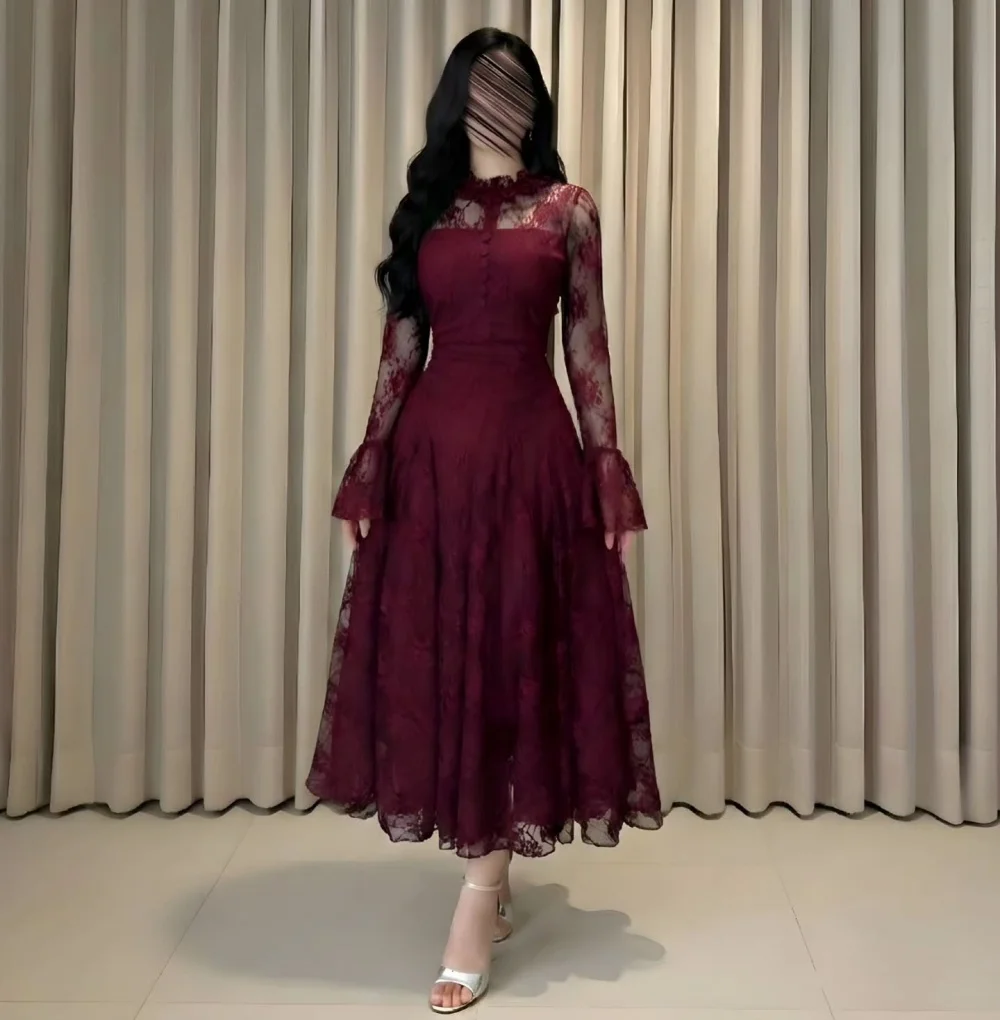 Customized Classic Long Sleeves Evening Dress Lace High Collar A-line Midi Dresses Bespoke Occasion Elegant Party Wedding Formal
Customized Classic Long Sleeves Evening Dress Lace High Collar A-line Midi Dresses Bespoke Occasion Elegant Party Wedding Formal