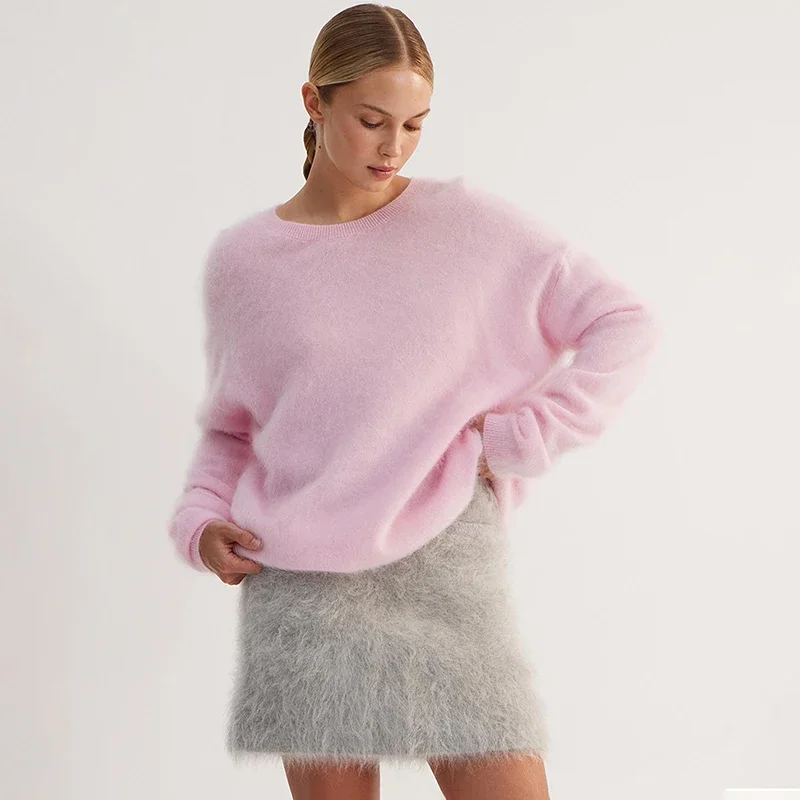 Casual Mink Hair Sweater Women's 2025 Autumn New Loose Long Sleeve Pullover Top O neck Knitted Sweater Female Elegant
Casual Mink Hair Sweater Women's 2025 Autumn New Loose Long Sleeve Pullover Top O neck Knitted Sweater Female Elegant